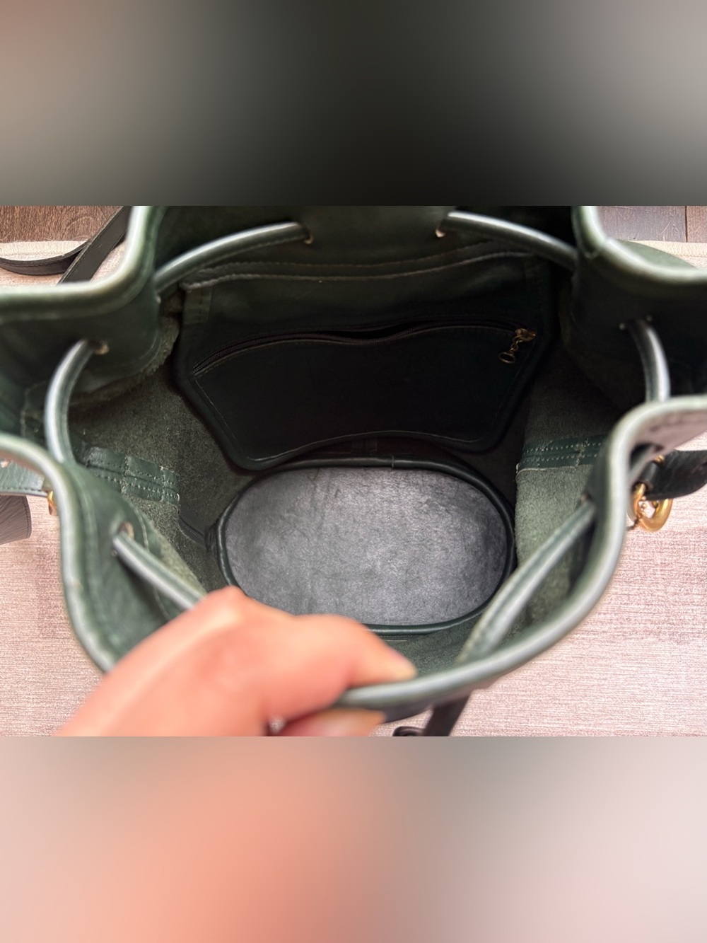 COACH Vintage Thompson Drawstring Bottle Green Bucket Bag Shoulder Bag 4151 - Picture 7 of 13